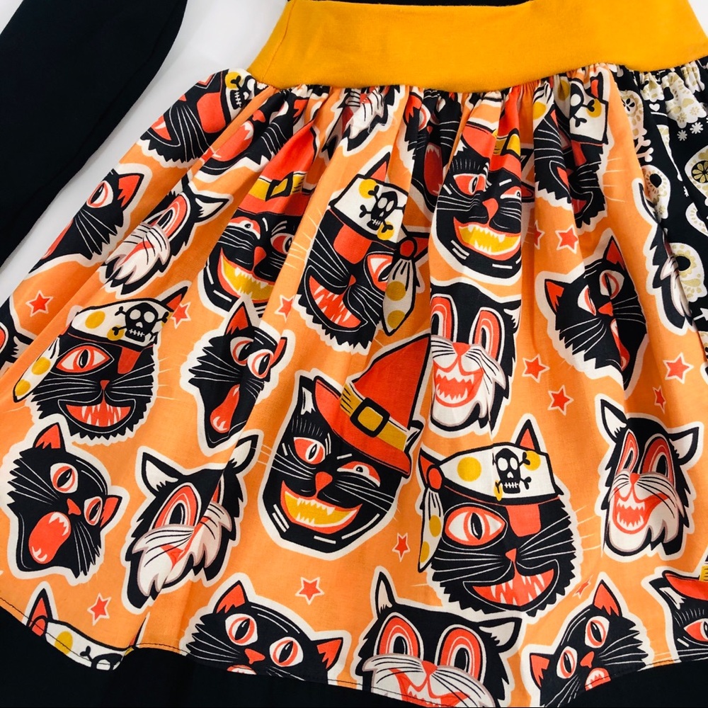 NEW KPea Original Spooky Cat Print Long Sleeve Dress Halloween Costume Party - Picture 4 of 10